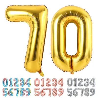 Folienballon Zahl 70 Gold, 70 cm, für Geburtstag & Hochzeit