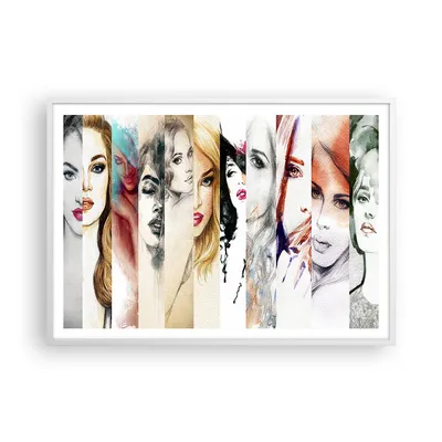 Produktbild von Gerahmtes Poster - Weißer Rahmen - Frauen Schönheit Dame Illustration - 100x70 cm - Wand Bild - Wanddeko - Wandbilder - Wandposter - Bilderrahmen - Bilder - Kunstdruck - Wandbild - P2WAA100x70-3012