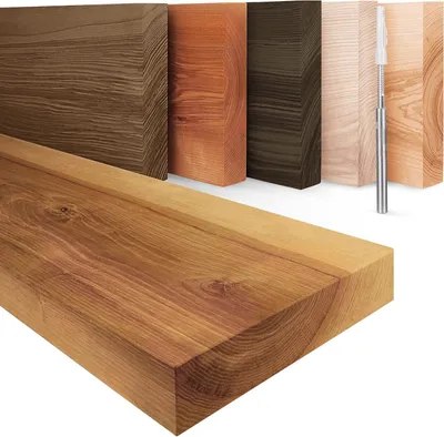 Productafbeelding van Houten Wandplank - Drijvende Plank - Decoratie Ophangen - Handgemaakt Uniek - 70 cm - Rustiek Hout