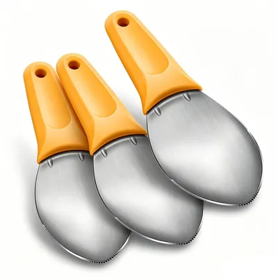 Produktbild von 3er Set Edelstahl Mango-Schneider mit Löffel, Obst Cutter für Mango, Avocado, Kiwi & Wassermelone, rutschfester Griff