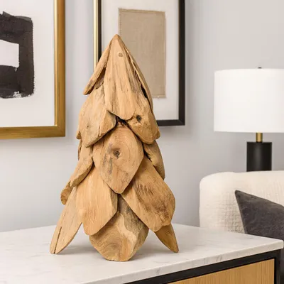 Produktbild von Dekorativer Teakholz-Weihnachtsbaum – Holz-Deko Baum