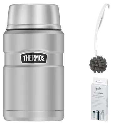 Image de THERMOS STAINLESS KING FOOD JAR 0,71 l Thermobecher stainless steel mat – Vorteilsset mit Reinigungsbürste CLEAN FIX 30 cm | HAN 4001205071 | EAN 5010576927668