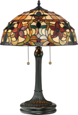 Produktbild von Tischlampe klassisch im Tiffany-Stil 2 Lichter Schreibtisch Büro Kami