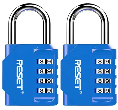 Image de Cadenas numériques à 4 chiffres, couleur bleu clair, lot de 2 | Hauteur d'ouverture : 31 mm, largeur intérieure : 20 mm, diamètre du corps : 6 mm