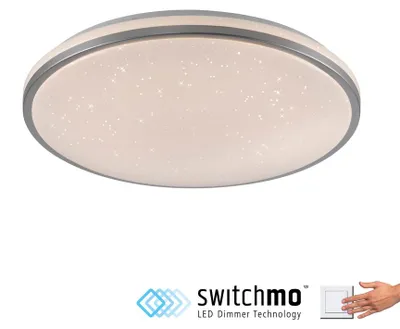 Zdjęcie produktu dla Okrągła lampa sufitowa 49cm z srebrną obramówką z funkcją SwitchMo KYLE LED 3000K Just Light 14295-21