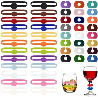 Produktbild von Silikon Glasmarker in bunten Farben - 48 Stück