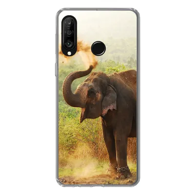 Produktbild von MuchoWow® Handyhülle Schutzhülle Hülle für Huawei P30 Lite Elefant - Tiere - Wald - Bäume Silikon Softcase Handy Hülle - Handyhülle