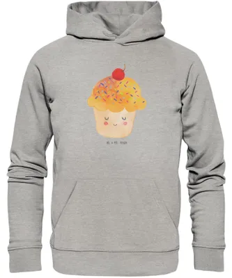 Produktbild von Mr. & Mrs. Panda Nachhaltiger Hoodie Cupcake Größe XL - Heather Grey - Geschenk, Sweatshirt, Pulli, Koch, Cupcakes, Motivation Sprüche, Kapuzenpulli, Pullover, Muffin