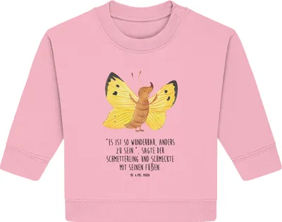 Produktbild von Mr. & Mrs. Panda Organic Baby Pullover Schmetterling Zitronenfalter 12. - 18. Monat - Baumwolle Pink - Geschenk, Motivation, Lustige Sprüche, Außergewöhnlich, Selbstliebe