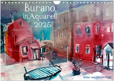 Produktbild von Burano in Aquarell 2025 (Wandkalender 2025 DIN A4 quer), CALVENDO Monatskalender