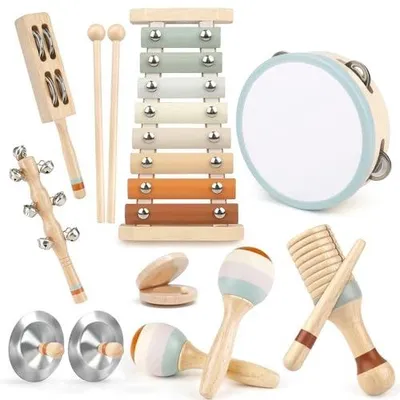 Zdjęcie produktu dla Instrumenty muzyczne drewniane zestaw dla dzieci 3 6 lat montessori