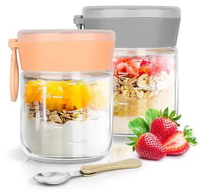 2er-Set 500 ml Gläser mit Klapplöffel für Overnight Oats