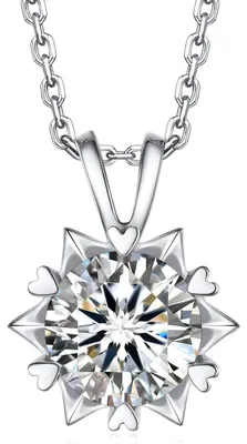 Produktbild von Halskette Damen Schneeflocke 2 Karat Moissanit Silber 925 45 cm