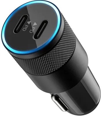 Autolader Dual USB-C 40W, 2 Ports, PD 3.0, Schwarz