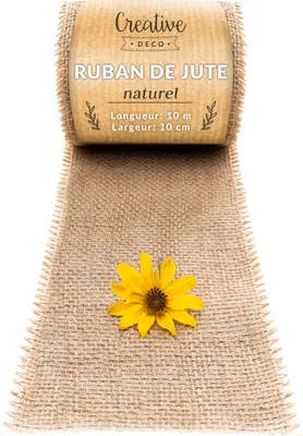 Image de Creative Deco Ruban Chemin de Table Toile de Jute - 10cm x 10m Rouleau Beige