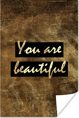 Produktbild von MuchoWow® Poster Zitat - Schönheit - Braun - Gold 120x180 cm - Kunstposter