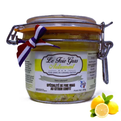 Obrázek produktu pro Foie Gras Entier z kachny s kandovanými citrony 200 g – Francouzská feinkost delikatesa – Relais Gourmet