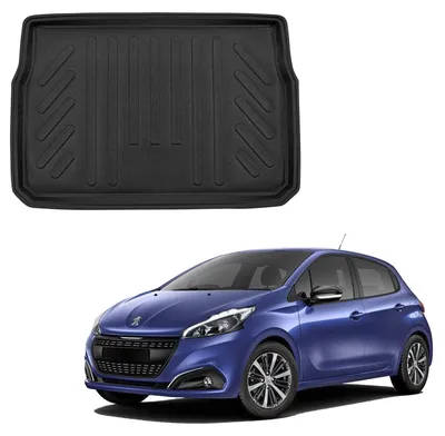 Produktbild von SCOUTT | Kofferraumwanne Laderaumwanne Kompatibel mit Peugeot 208 2012-2019, mit Hoher Rand, Kofferraum-Schutzmatte, Geriffelt, Aufrollbar, Schwarz