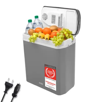 Image de TZS First Austria Glacière électrique avec poignée | 24 litres | Pour la voiture, le camping, les vacances | Gris **