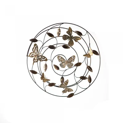 Produktbild von GILDE Wandrelief, rund, "Farfalle", Schmetterlingmotiv, Metall, braun, goldfarben, , L. 4,5 cm, D. 50 cm 84045