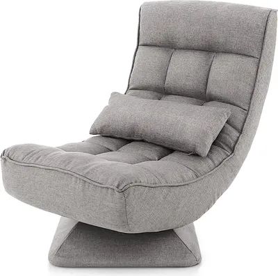 Produktbild von GOPLUS Bodenstuhl drehbar, klappbarer Bodensessel mit Verstellbarer Rückenlehne & Lendenkissen, Meditationsstuhl mit Polyesterbezug für Wohnzimmer & Schlafzimmer (Grau)