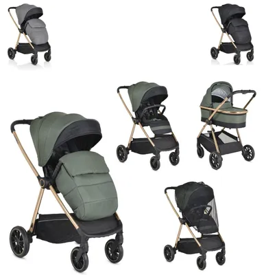 Produktbild von Cangaroo Kinderwagen 2 in 1 Hydra Babywanne Sportsitz Fußabdeckung Moskitonetz grün