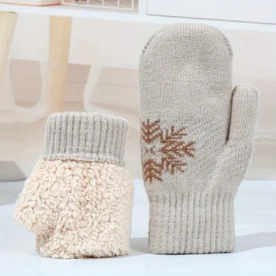 Immagine prodotto di Guanti invernali in poliestere con motivo a fiocchi di neve, unisex, ideali per il ciclismo, lo sci e le attività all'aria aperta