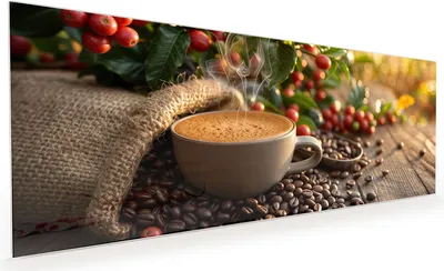 Produktbild von Küchenrückwand Spritzschutz Glas mit Motiv Kaffeeerntemorgen 40 x 40 cm