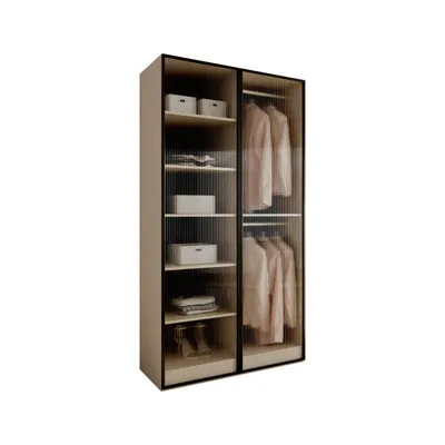 Produktbild von Kipp-Schrank SANDBOX KASHMIR 100, mit LED Belechtung, Kaschmir / geriffeltes Glass