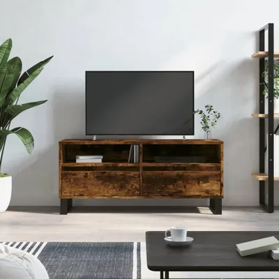 Immagine prodotto di vidaXL mobile TV in rovere fumé 100x34,5x44,5 cm materiale in legno - mobile TV - mobile TV - supporto TV - pannello TV