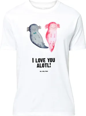 Produktbild von Mr. & Mrs. Panda Größe L T-Shirt Axolotl Liebe - Weiß - Geschenk, Mitbringsel, für Frauen, Tshirt, Freundin, Shirt, Valentinstag, mit Spruch, Freund, Hochzeitstag