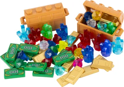 Image de LEGO® Géant Trésor d'argent, d'or et de pierres précieuses avec 2 coffres au trésor NOUVEAU ! 1Set - Chaque mélange est composé individuellement