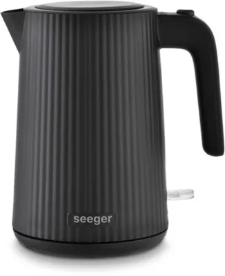 Produktbild von Seeger Design Elektrischer Wasserkocher, 1,7 Liter, BPA frei, Anti Kalk Filter, 2200 Watt, Schwarz, SGR100BK