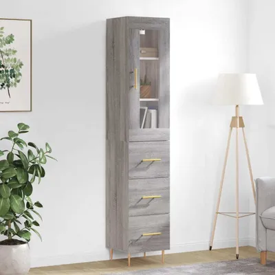 Produktbild von vidaXL Highboard Grau Sonoma 34,5x34x180 cm Holzwerkstoff