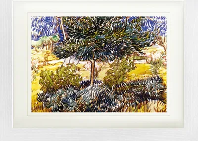 Produktbild von Vincent Van Gogh Gerahmtes Bild Mit Edlem Passepartout | Wand-Bilder | Im Bilderrahmen - Baum Und Sträucher Im Garten Der Heilanstalt, 1889 (30 x 40 cm)