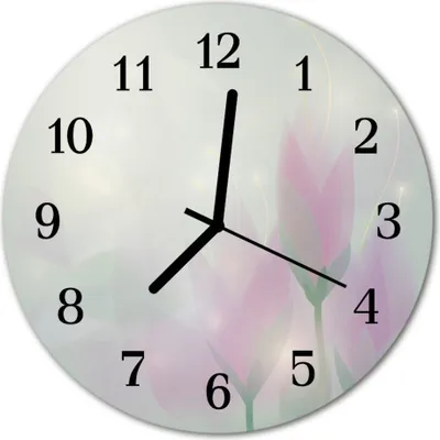 Produktbild von Glasuhr Wanduhr Küchenuhr Echt-Glas 30fi cm Blumen rosa