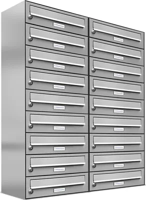 Produktbild von 18er Edelstahl Briefkasten Anlage 18 Fach Wandbriefkasten Postkasten