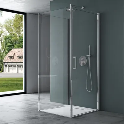 Produktbild von Mai & Mai Duschkabine Duschabtrennung BTH: 80x80x195cm in U-Form ESG-Sicherheitsglas Klarglas Nano-Beschichtung mit Duschtasse Ravenna36UK