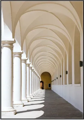 Produktbild von Wallario Wandbild Gewölbegang, Größe: 70,30 x 100,30 cm, Poster mit schwarzem Aluminiumrahmen