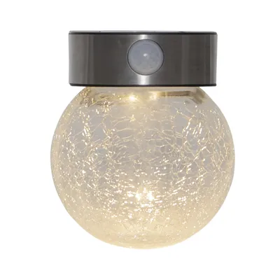 Produktbild von Solar Wandleuchte ,Glory', Kugelleuchte aus Crackle-Glas, Bewegungsmelder, Dämmerungssensor, Ø14,5cm