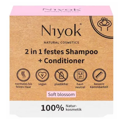 Produktbild von Niyok 2 In 1 Festes Shampoo + Conditioner, 80 g, Festes Shampoo, Nicht-professionell, Unisex, Dünnes Haar, normales Haar, Alle Farben