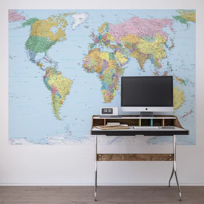 Produktbild von Komar Fototapete "World Map", bunt, Weltkarte, 270 x 188 cm; 4-050
