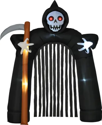 Zdjęcie produktu dla HOMCOM Halloween Nadmuchiwana Łuk Ponurego Żniwiarza 2,85 m Duża Dekoracja Halloween z Oświetleniem LED, Dekoracja na Imprezy Wewnętrzne i Zewnętrzne