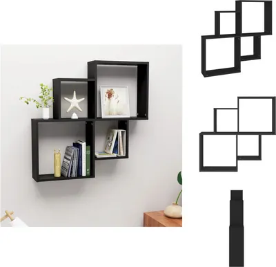 Image de vidaXL Étagère cubique noire 80x15x78,5 cm Bois composite - Étagères murales