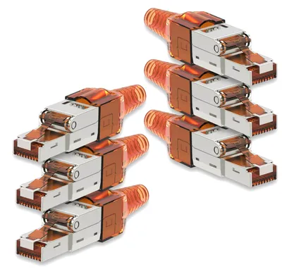 Produktbild von 6x Netzwerkstecker CAT 7 Werkzeuglos RJ45 Netzwerk Metall Stecker Verlegekabel