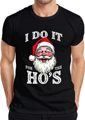 Produktbild von I DO IT FOR THE HO'S Weihnachtsmann Humor lustig Weihnachten Herren T-Shirt, Schwarz, XXL