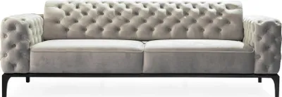 Immagine prodotto di Divano a tre posti, divani a tre posti, tessuto bianco, soggiorno, stile Chesterfield
