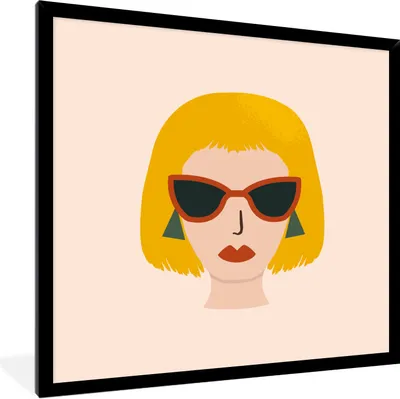 Produktbild von MuchoWow® Gerahmtes Poster Frau - Sommer - Sonnenbrille 40x40 cm - Poster mit Schwarzem Bilderrahmen Wandposter Rahmen Foto Bilder - Mit Rahmen - Wanddekoration Schlafzimmer