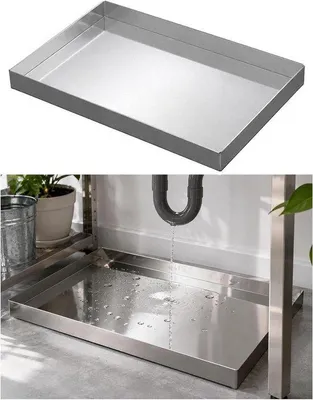 Productafbeelding van Roestvrijstalen Lekbak - Opvangbak Metaal - Vocht Opvangen - Naadloze Hoekvorming - 30x30x2 cm - Zilver