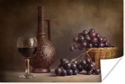 Produktbild von MuchoWow® Poster Rotwein mit Trauben 30x20 cm - Plakate - Print